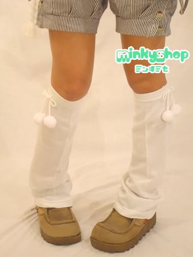 Japanese Schoolgirl Pom Pom Leg warmers